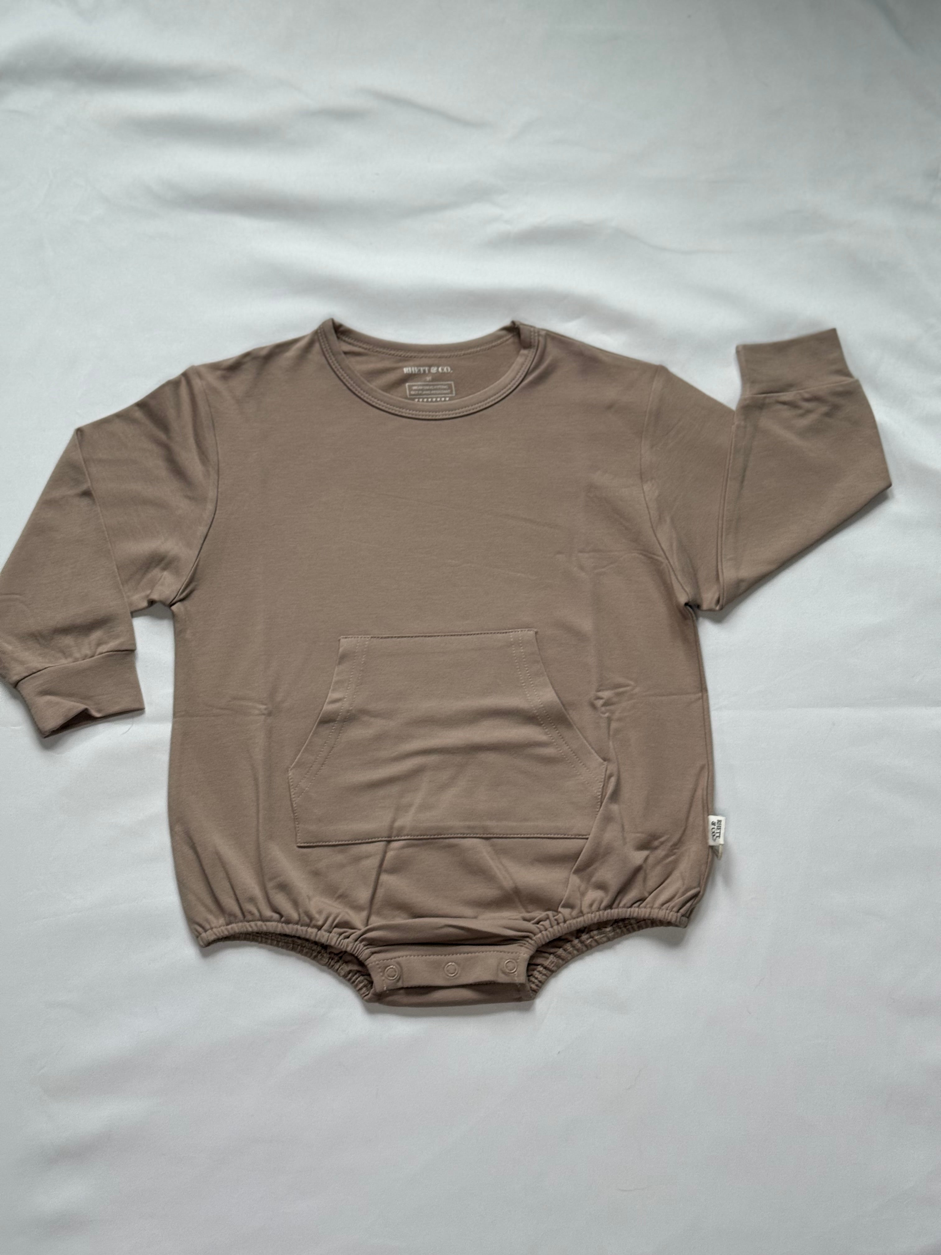 MOCHA - LONG SLEEVE BUBBLE ROMPER