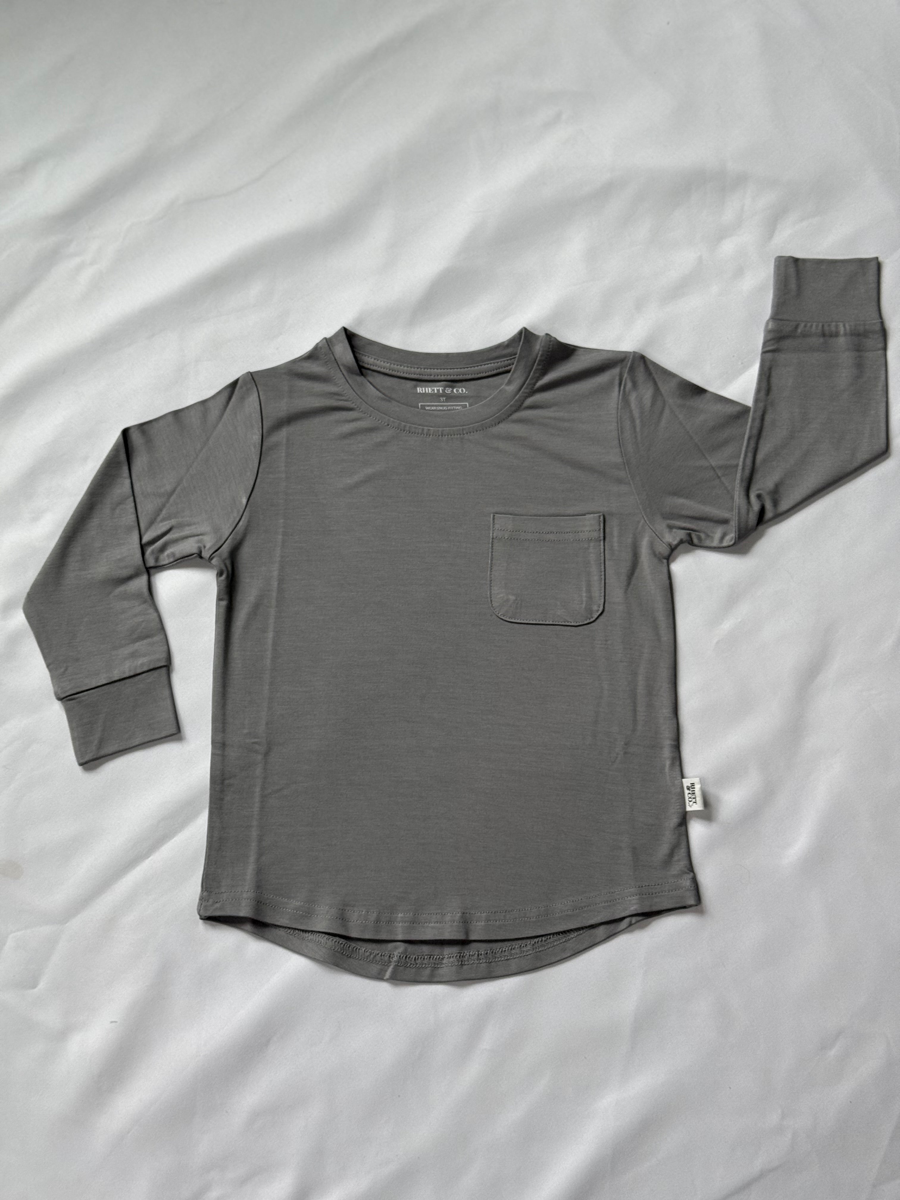 PEWTER GRAY - LONG SLEEVE POCKET TEE