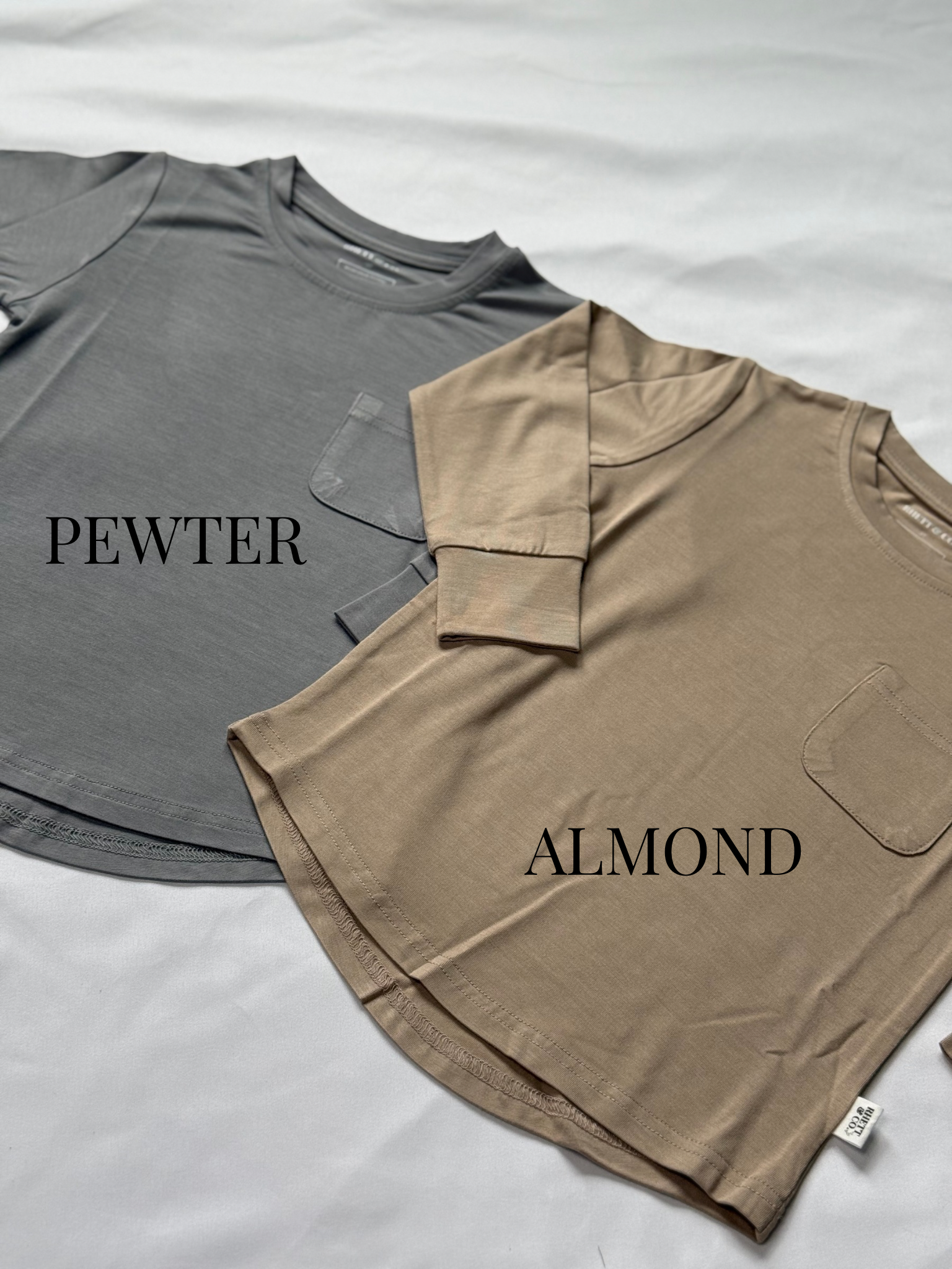 ALMOND - LONG SLEEVE POCKET TEE